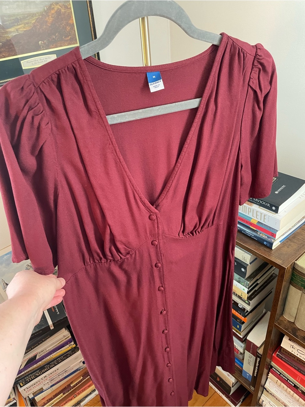 Old Navy Burgundy Button-Front Mini Dress - Picture 3 of 7